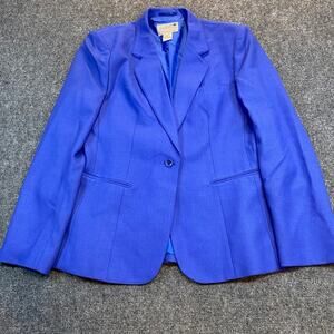 Vintage 90s Nordstrom Gallery Womens 14 100% Wool Royal Blue Blazer Business
